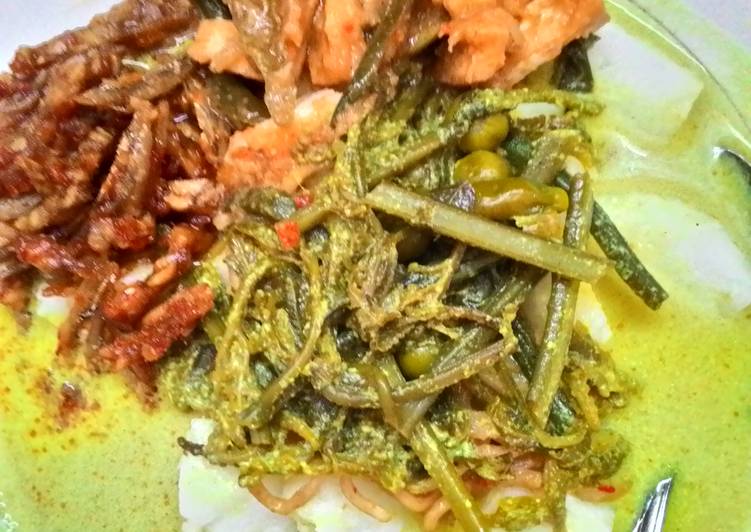 resep makanan Lontong Pakis dengan Sambal Bilis dan Tauco