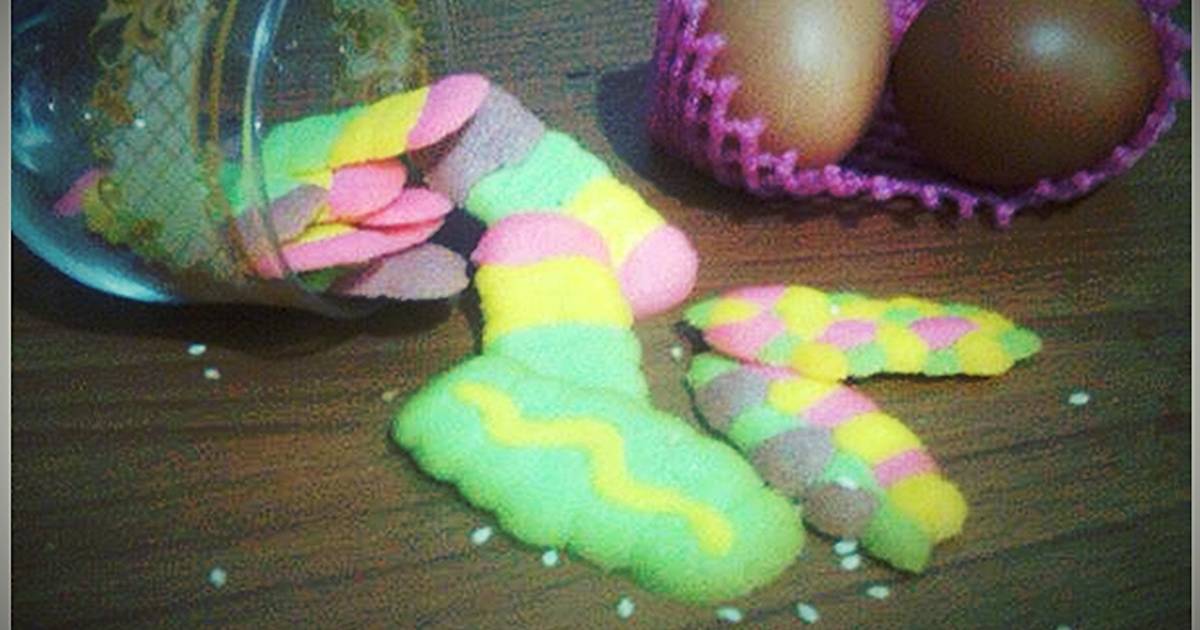 Resep colour full cat's tongue cookies a.k.a kue lidah kucing warna-warni