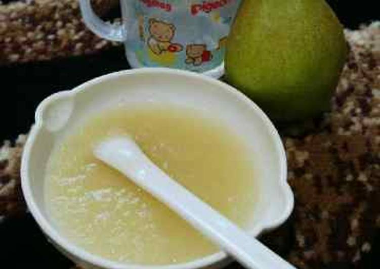 resep makanan puree pir seckel (pir gula) #mpasi 6 bulan