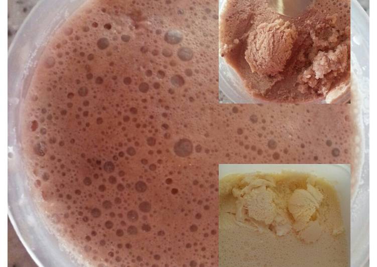 cara membuat Ice cream rasa Nanas dan MILO