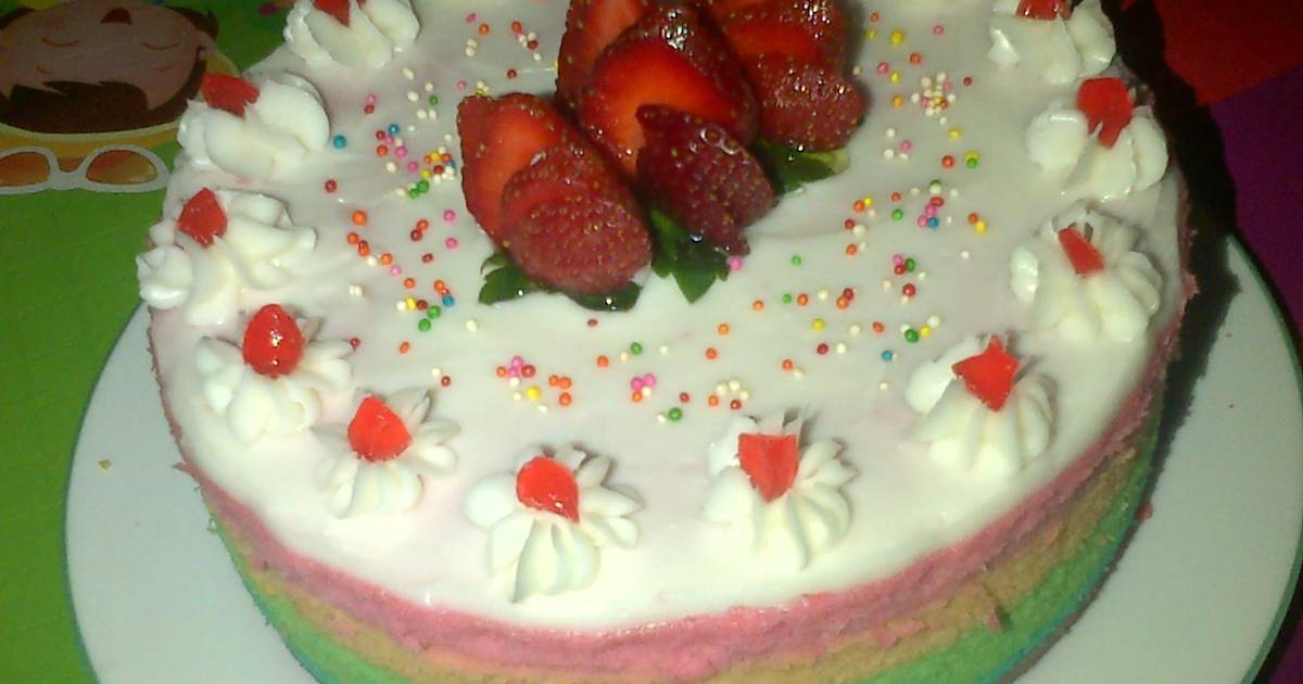 Resep rainbow cake kukus ala vinaa