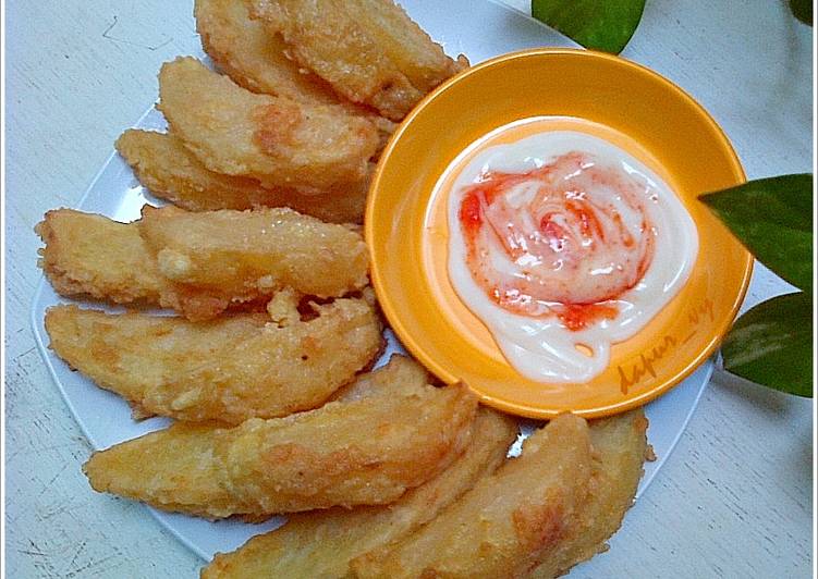 bahan dan cara membuat KENTANG GORENG TEPUNG maknyus