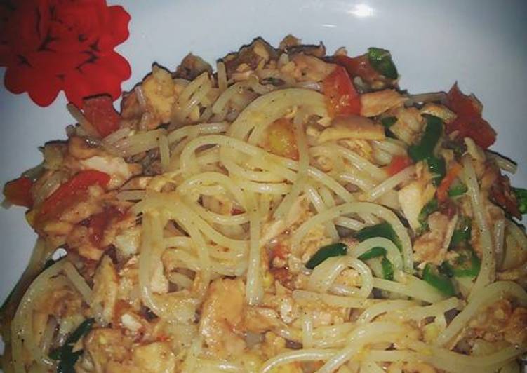 resep makanan spagheti tuna pedas ala mamavio