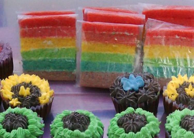 cara membuat rainbow cake murah meriah