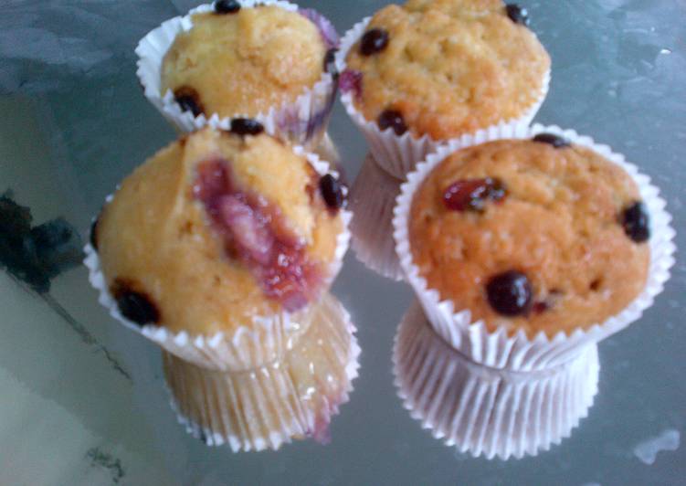 resep lengkap untuk muffin blueberry coklat