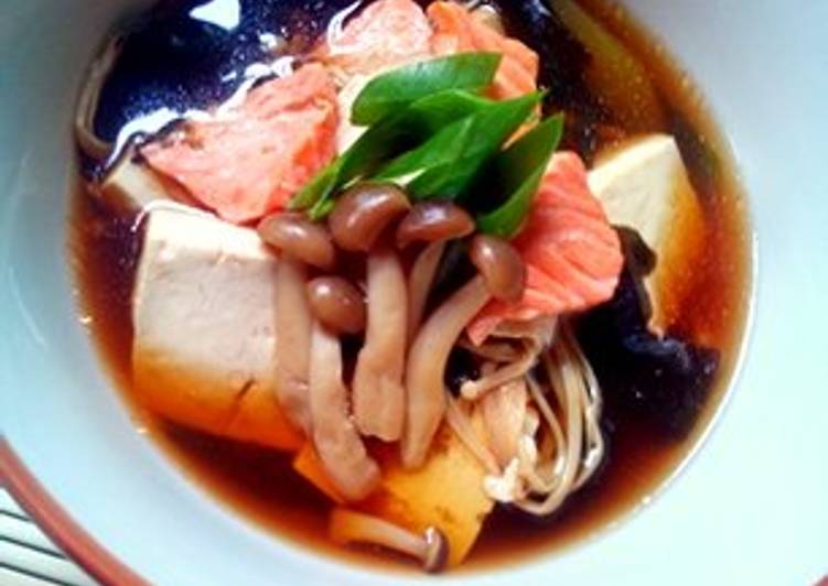 cara membuat Salmon Miso Soup