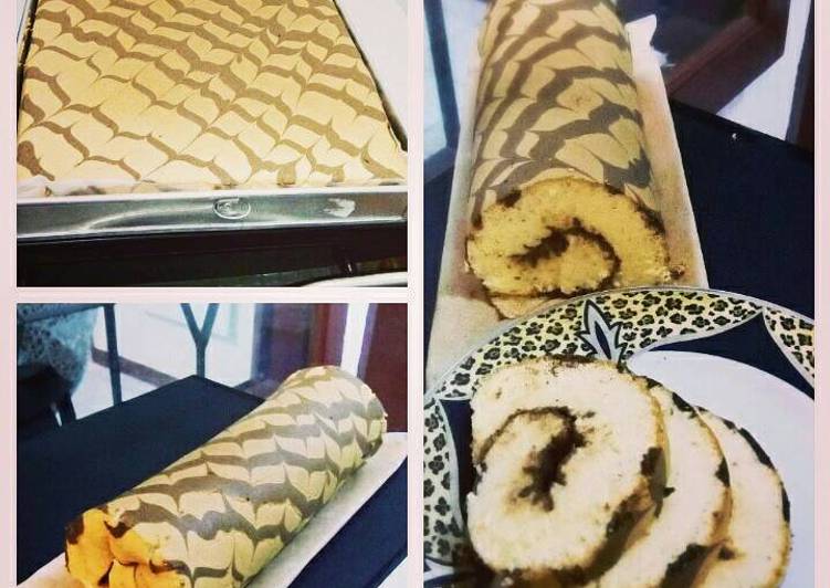 resep makanan Batik Roll Cake with Nutella Filling - No SP / BP / bolu gulung