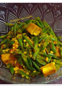 Tumis buncis, tahu, jagung bumbu kuning