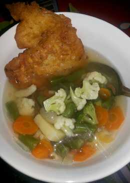 Sup sehat aneka sayur & tempe selimut tepung