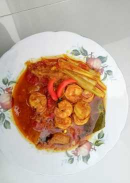 Udang pedas bumbu kuning