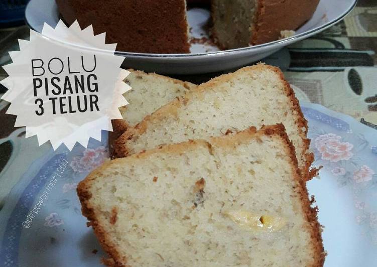 resep lengkap untuk Bolu pisang 3 telur