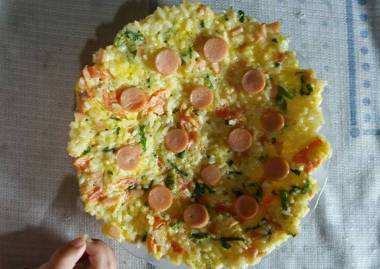 resep lengkap untuk Pizza nasi sosis (MPASI 1y+)