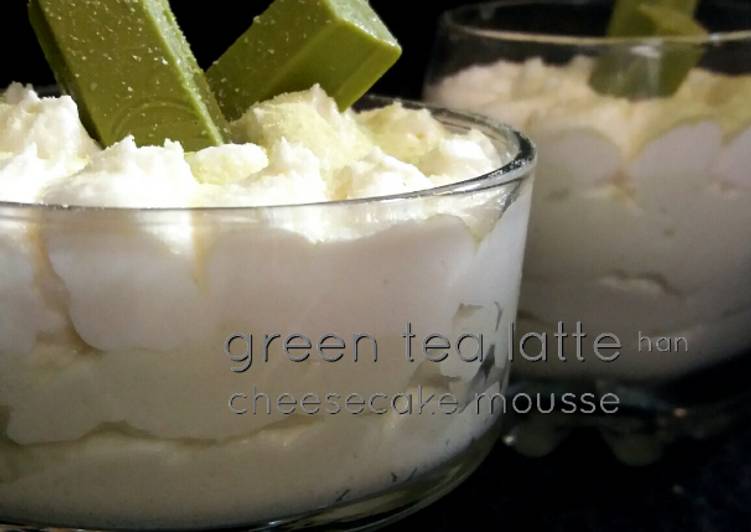 bahan dan cara membuat Green Tea Latte Cheesecake Mousse