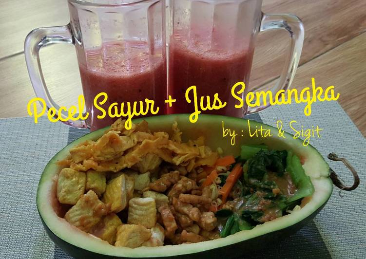 resep Pecel / Gado gado Sayur + Jus Semangka