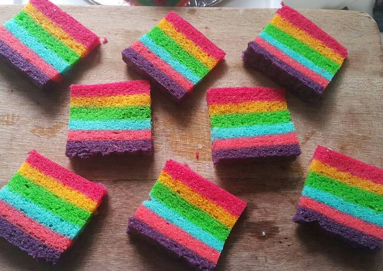 gambar untuk cara membuat Steamed Rainbow Cake