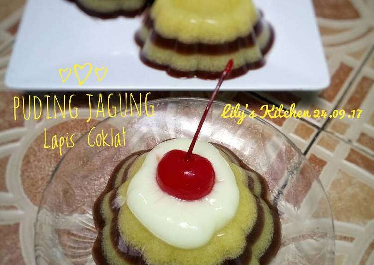 gambar untuk cara membuat Puding Jagung Lapis Coklat