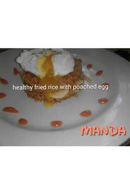 Burger fried rice with poached egg