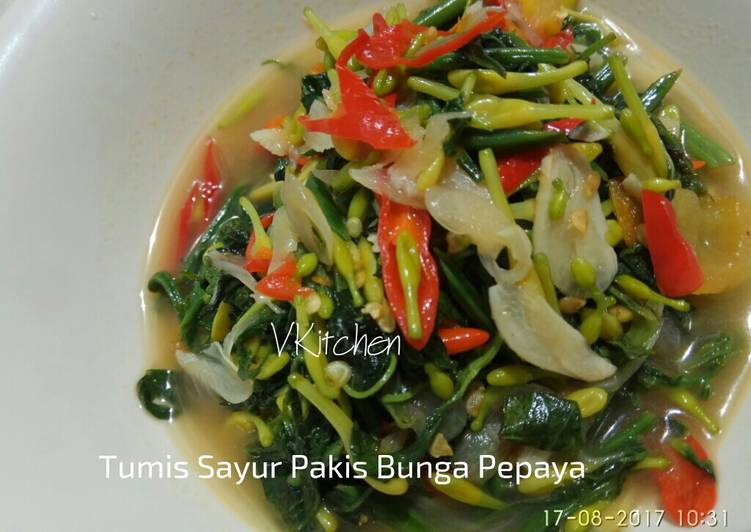 cara membuat Tumis Sayur Pakis Bunga Pepaya