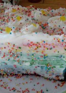 Steamed rainbow cake putel (putih telur)