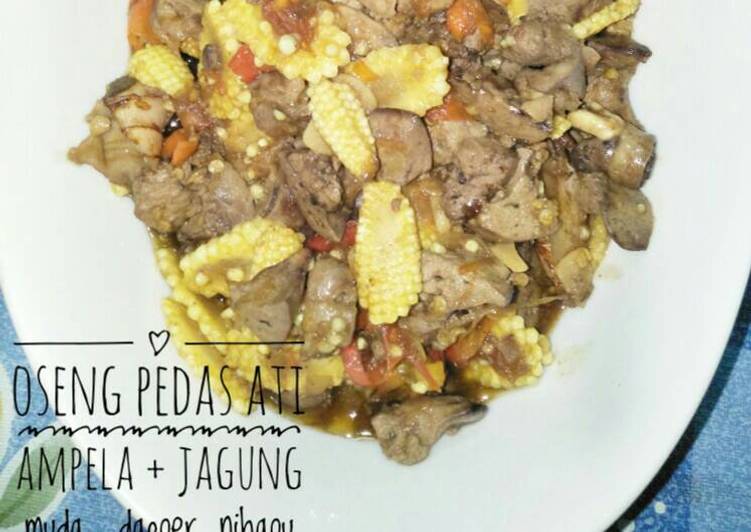 resep Oseng pedas ati ampela jagung muda