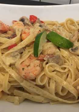 Fettucini lime with shrimp n mushroom