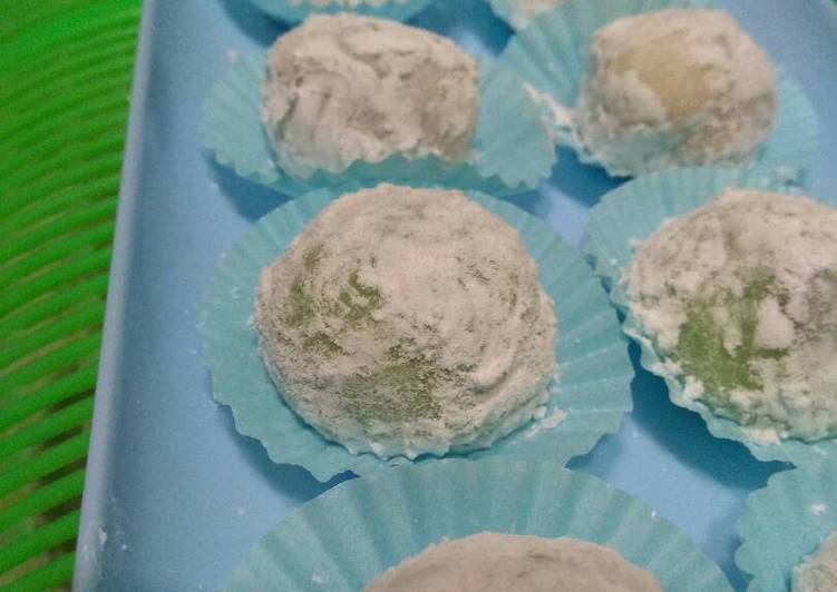 cara membuat Kue mochi pandan