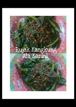 Rujak kangkung bumbu pedeeeess sambal terasi