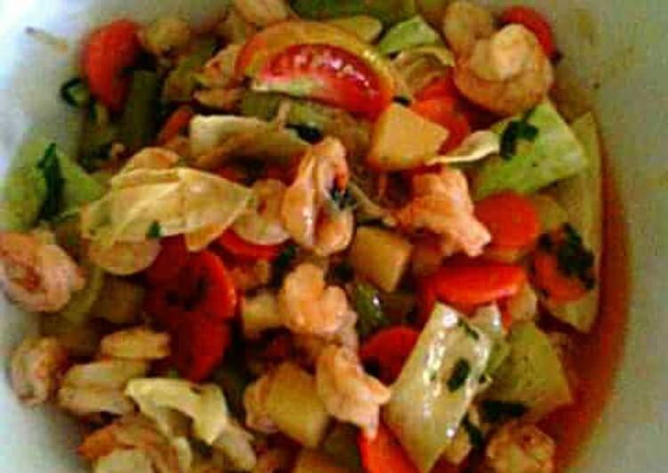 resep masakan Udang Sayur Saus Pedas Asam Manis