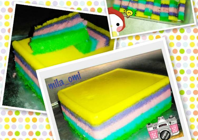 resep Rainbow cake kukus Ekonomis