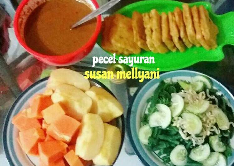 bahan dan cara membuat Pecel sayuran (menu diet GM day 3)