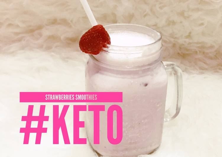 gambar untuk resep Strawberries Smoothies #keto drink