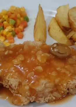 Crispy Chicken Steak with BBQ Sauce