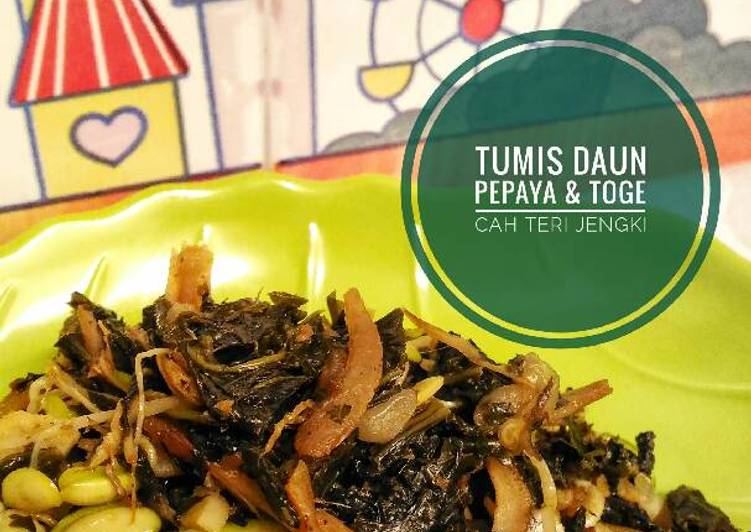 Resep Tumis Daun Pepaya & Toge Cah Teri Jengki By Wattini Kitchen
