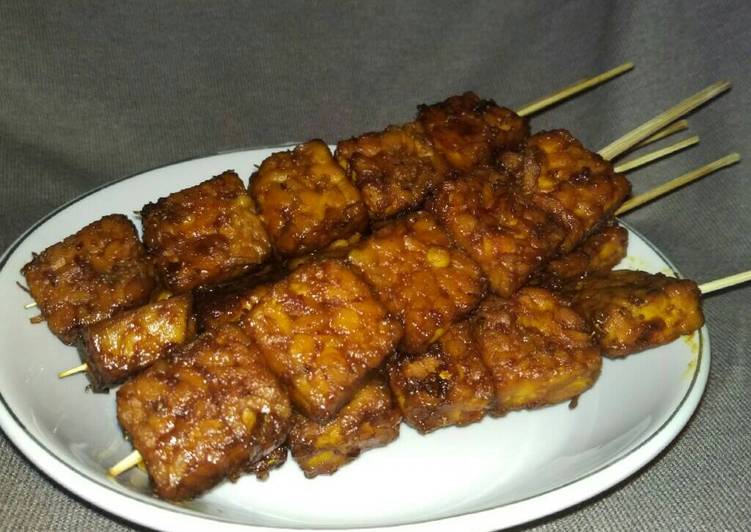 resep lengkap untuk Sate tempe bacem pedas manis