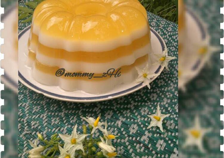 cara membuat Puding Nanas Lapis susu ala mommy zHi