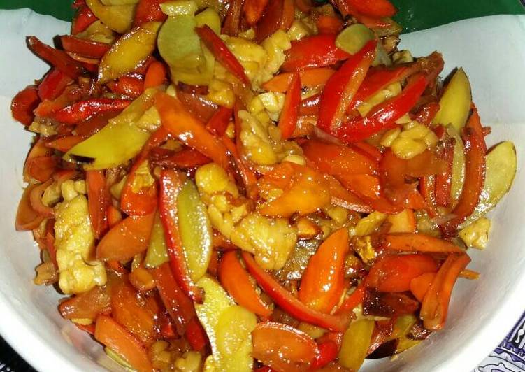 resep makanan Oseng kulit melinjo tempe pedas