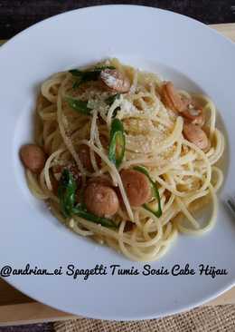 Spagetti Tumis Sosis Cabe Hijau