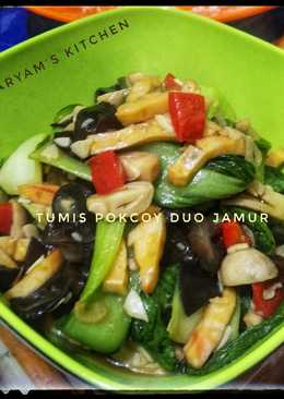 Tumis pokcoy duo jamur