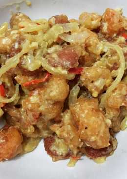 Udang sosis crispy saos telor asin pedas