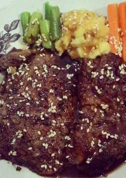 Beef steak with yakiniku sauce home made