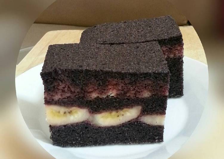 resep lengkap untuk Cake Kukus Ketan Hitam Pisang Keju