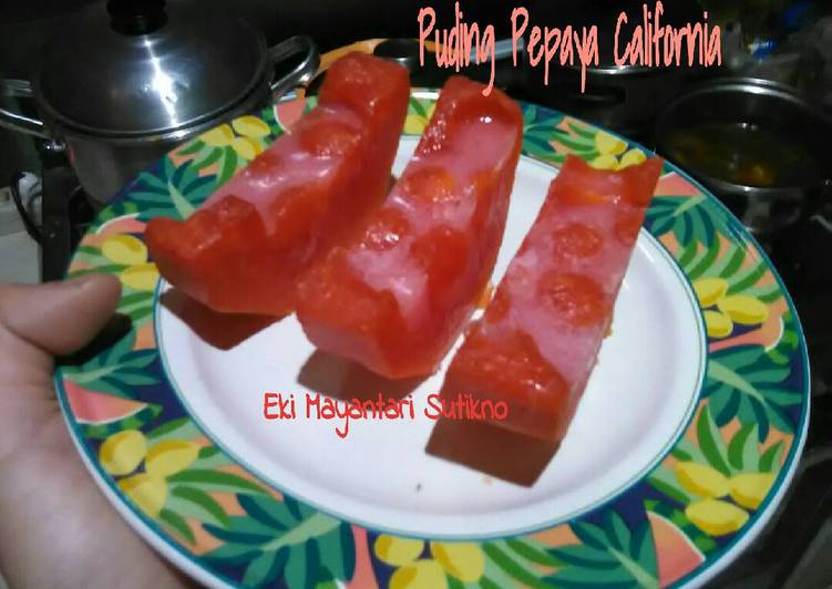 cara membuat Puding Pepaya California