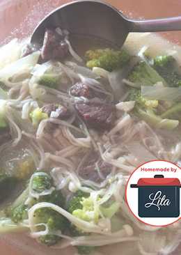 Sapi saus tiram cah brokoli enoki lezat sehat #homemadebylita