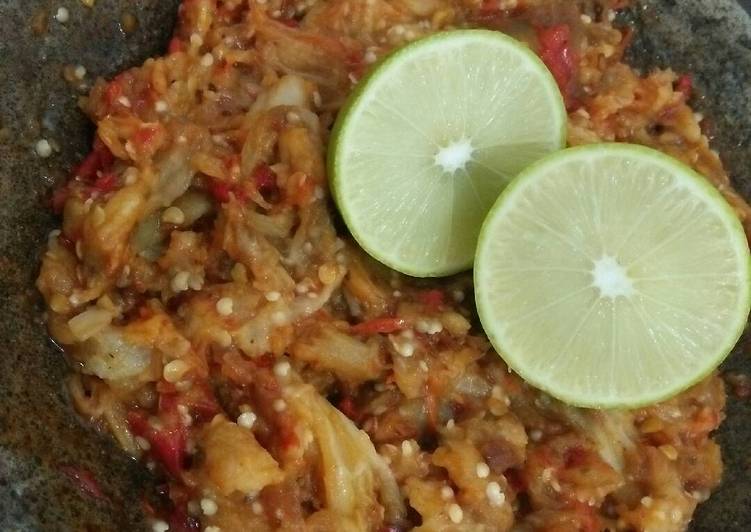 resep Sambal terong bakar asam pedas