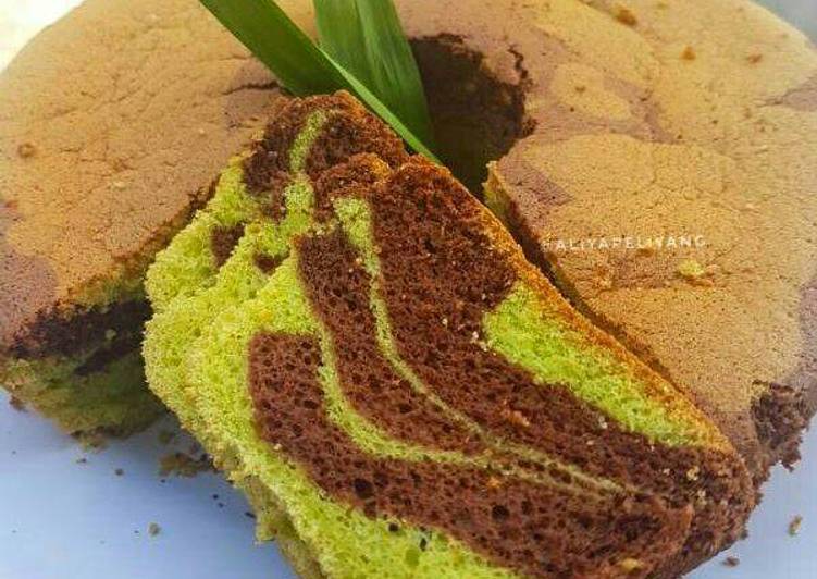 gambar untuk resep makanan Pandan choco chiffon cake