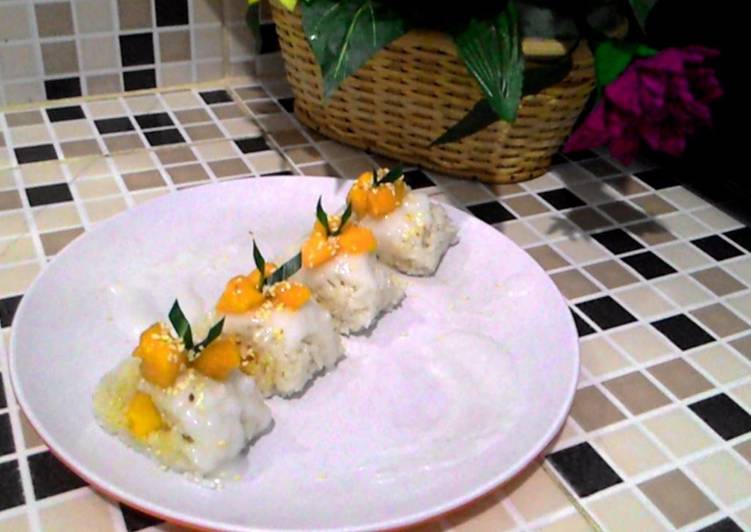 resep lengkap untuk Mango Sticky Rice Sushi