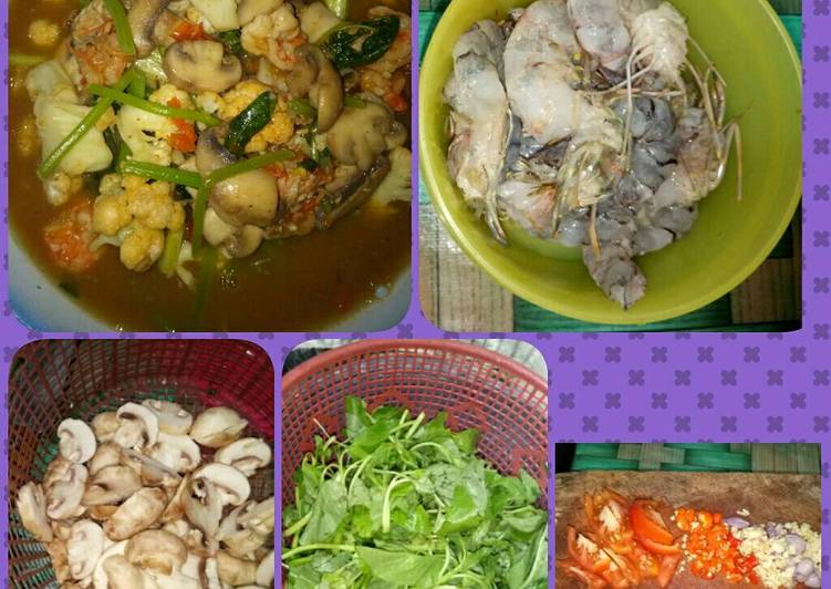 cara membuat Capcay udang saus tiram with vegetables