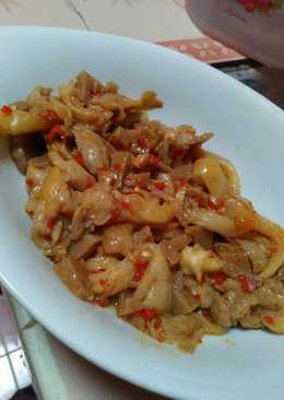 Tumis bakso jamur tiram