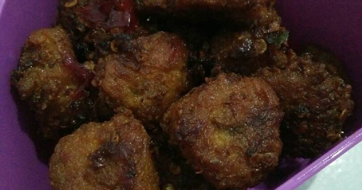 Resep Bola bola ayam manis gurih ala Dewi