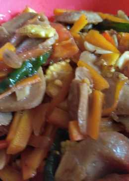 Tumis baso,wortel dan jagung muda cabe ijo